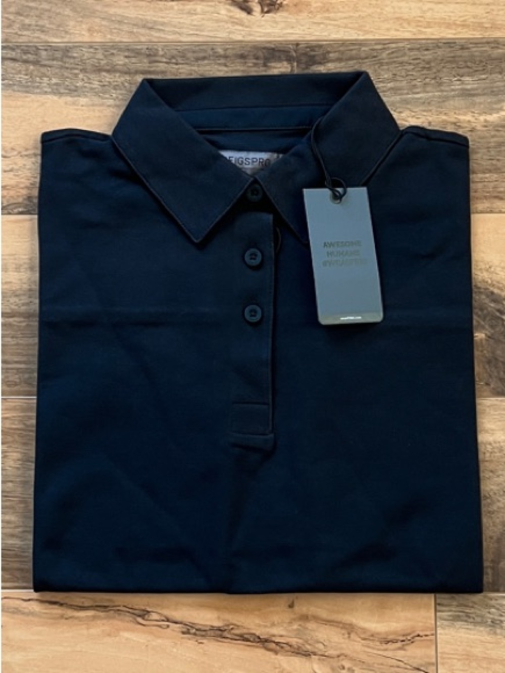 FIGS Women’s XS Ella Technical Pique Scrub Polo Black Medical Workwear NWT